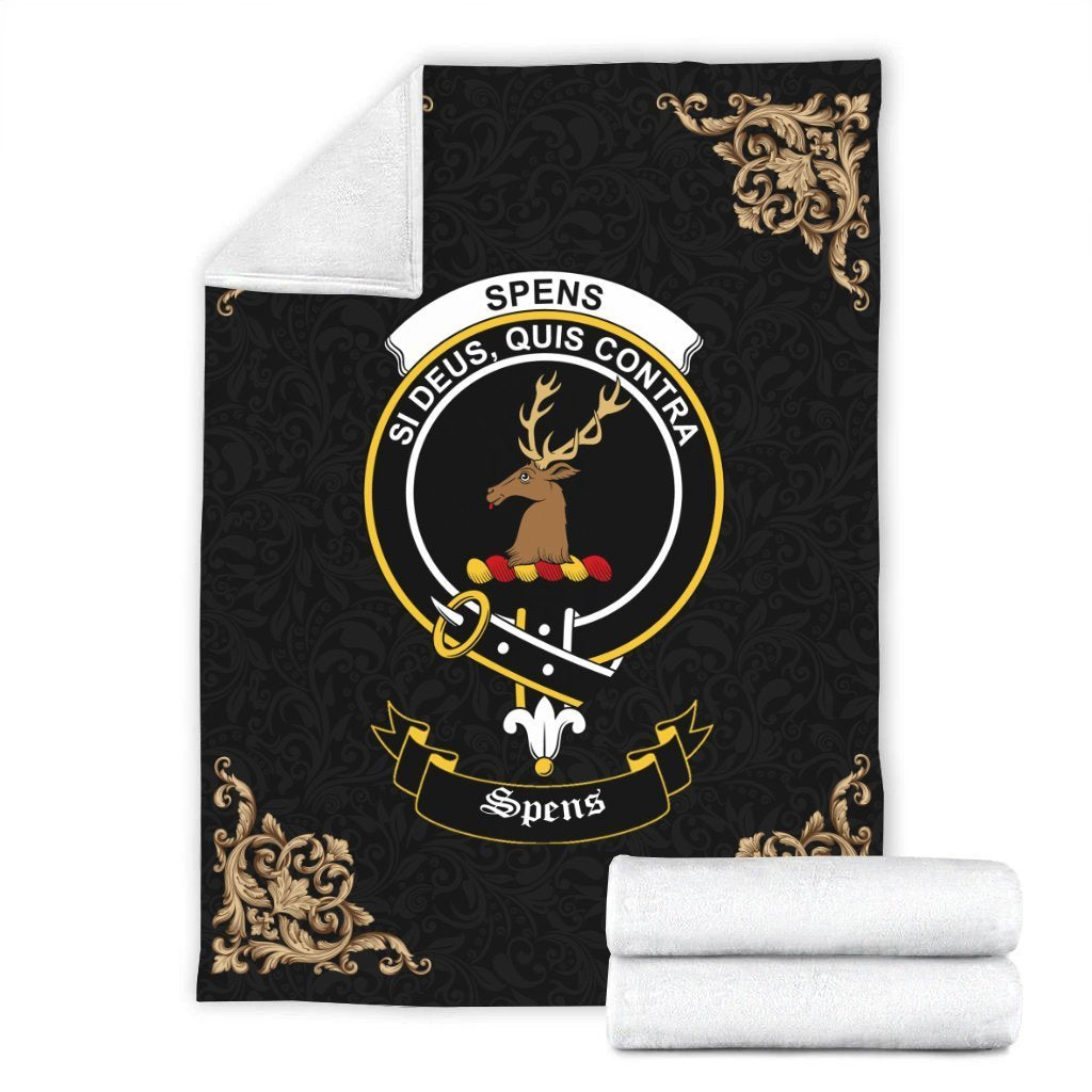 Clan Spens (or Spence) Crest Tartan Premium Blanket Black JI27 Clan Spens Tartan Today   