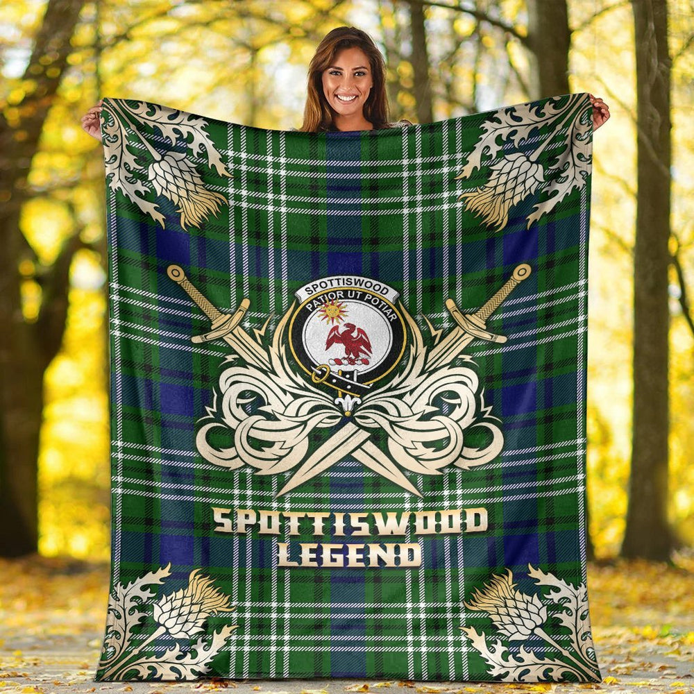 Clan Spottiswood Tartan Gold Courage Symbol Blanket YL29 Clan Spottiswood Tartan Today   
