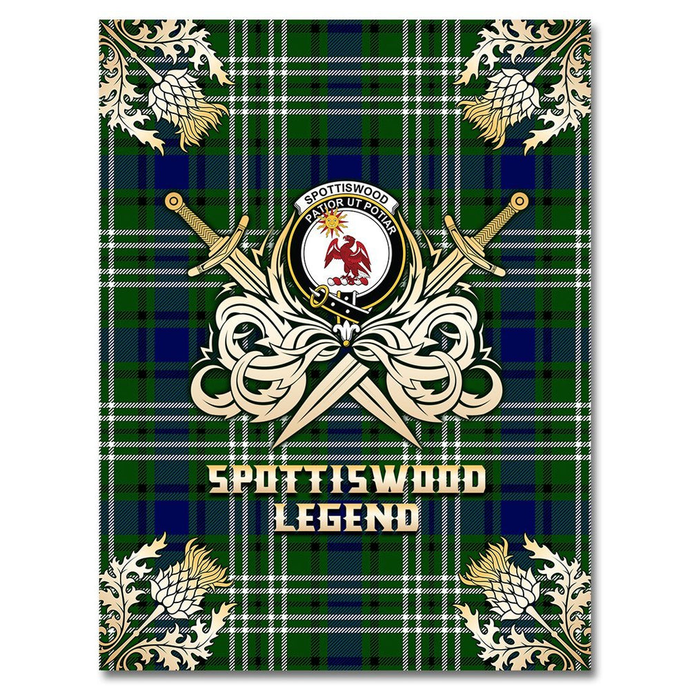 Clan Spottiswood Tartan Gold Courage Symbol Blanket YL29 Clan Spottiswood Tartan Today   