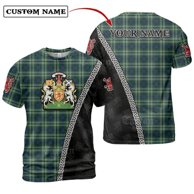 Personalized Clan Spottiswood (Tweedside) Tartan Shirt with Scotland Coat of Arms & Custom Name CC98