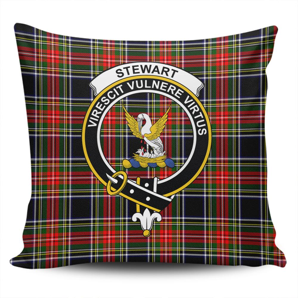 Clan Stewart Black Tartan Crest Pillow Cover JQ34 Clan Stewart Tartan Today   