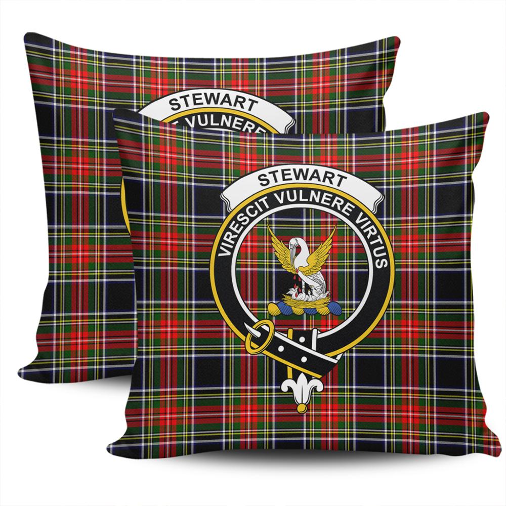 Clan Stewart Black Tartan Crest Pillow Cover JQ34 Clan Stewart Tartan Today   