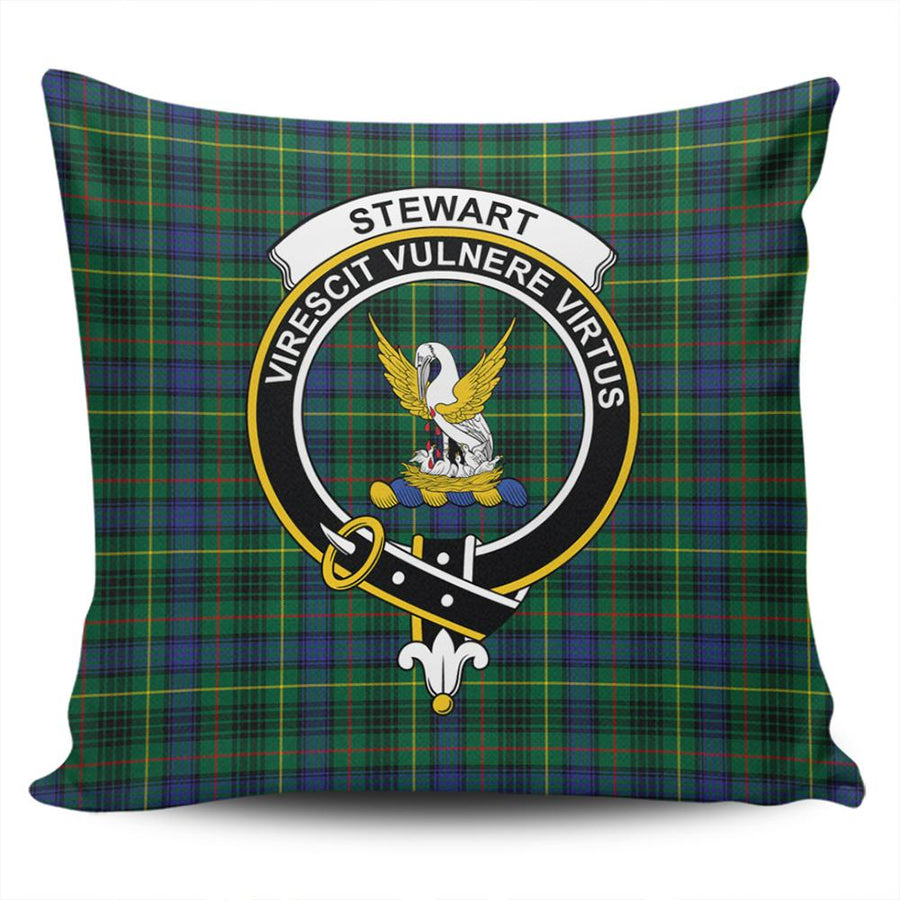 Clan Stewart Hunting Modern Tartan Crest Pillow Cover