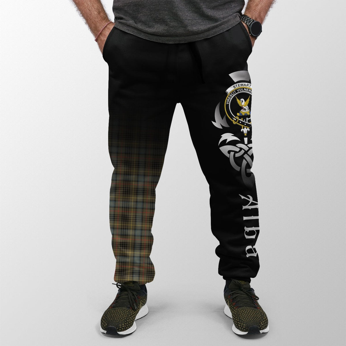 Clan Stewart Hunting Weathered Tartan Crest Jogger Sweatpants  Alba Celtic Style ZS82 Clan Stewart Tartan Today   