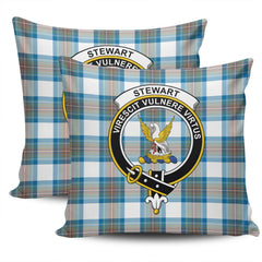 Clan Stewart Muted Blue Tartan Crest Pillow Cover YL86 Clan Stewart Tartan Today   