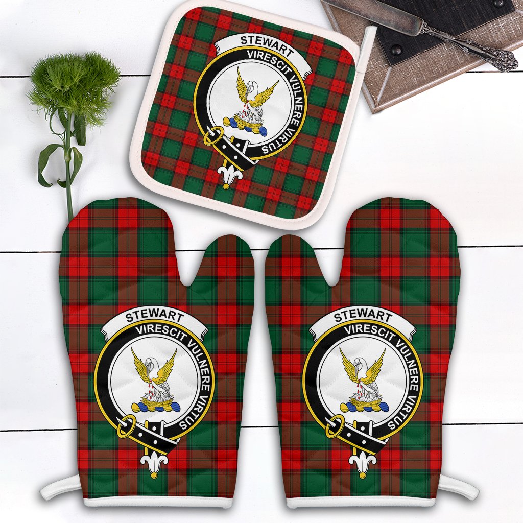 Clan Stewart Atholl Modern Tartan Crest Oven Mitt And Pot Holder (2 Oven Mitts + 1 Pot Holder) KV82 Clan Stewart Tartan Today   