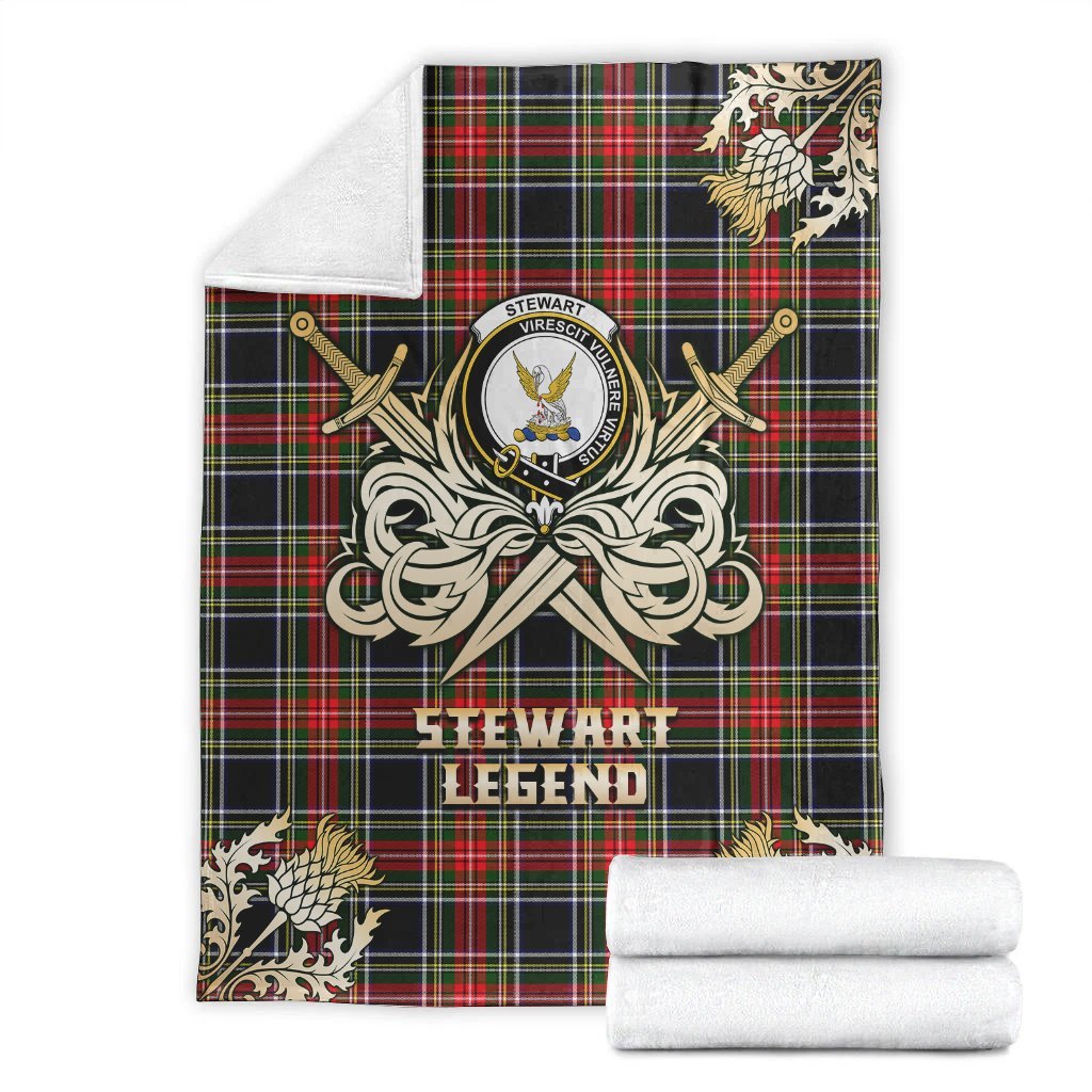 Clan Stewart Black  Tartan Gold Courage Symbol Blanket DZ72 Clan Stewart Tartan Today   