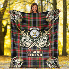Clan Stewart Black  Tartan Gold Courage Symbol Blanket DZ72 Clan Stewart Tartan Today   