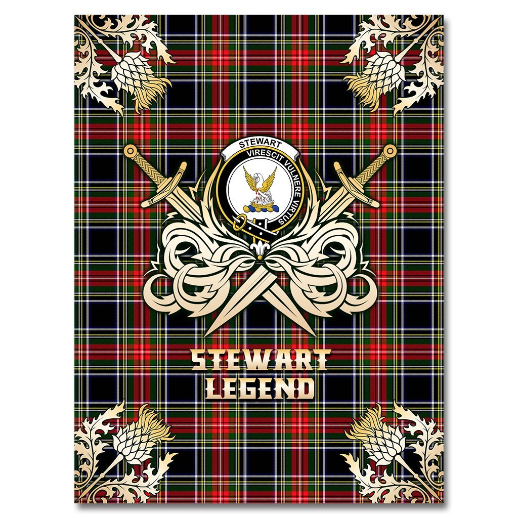 Clan Stewart Black  Tartan Gold Courage Symbol Blanket DZ72 Clan Stewart Tartan Today   