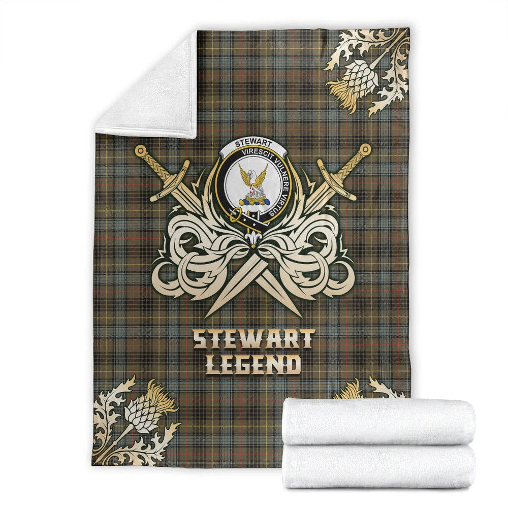 Clan Stewart Hunting Weathered Tartan Gold Courage Symbol Blanket WG56 Clan Stewart Tartan Today   
