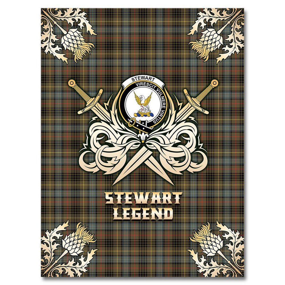 Clan Stewart Hunting Weathered Tartan Gold Courage Symbol Blanket WG56 Clan Stewart Tartan Today   
