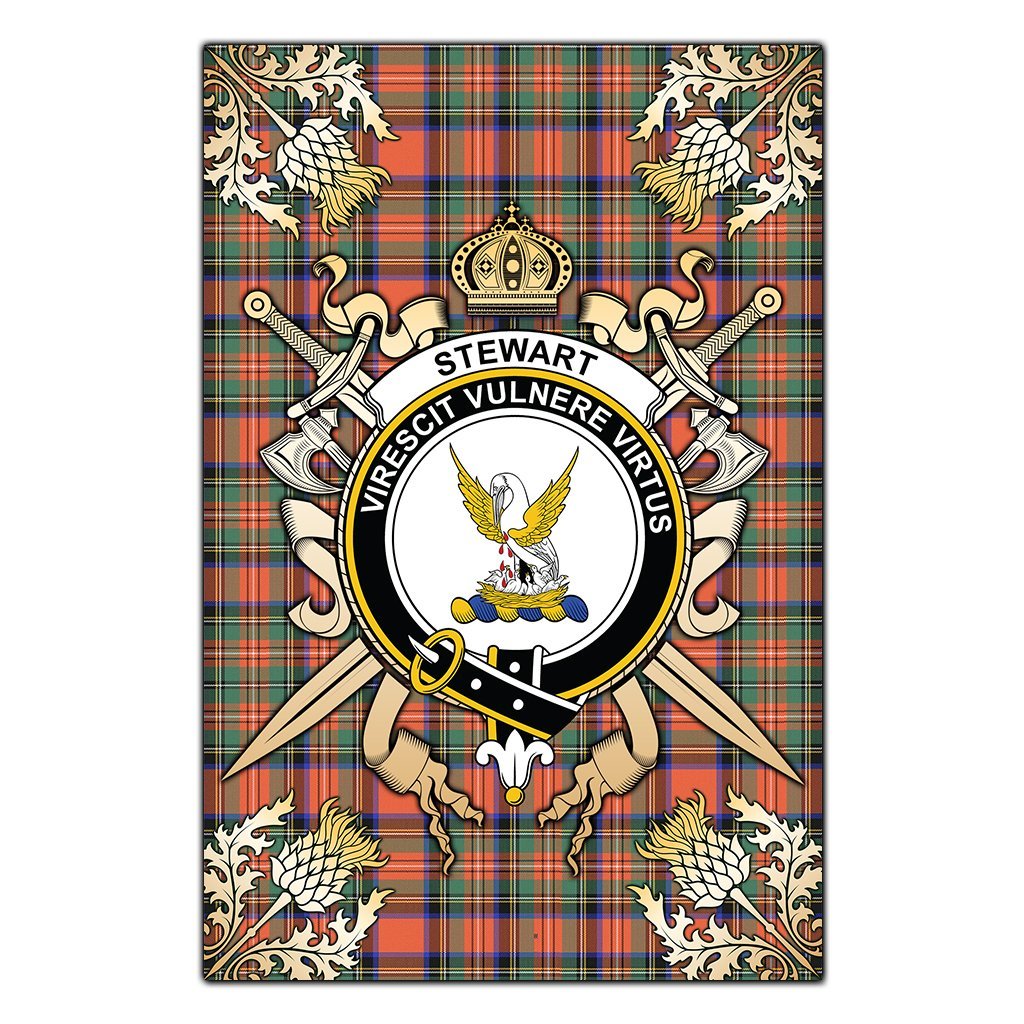 Clan Stewart Royal Ancient Tartan Crest Black Garden Flag  - Gold Thistle  UD47 Clan Stewart Tartan Today   