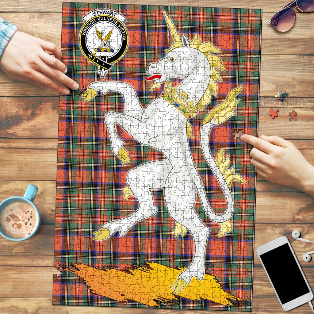 Clan Stewart Royal Ancient Tartan Crest Unicorn Scotland Jigsaw Puzzles Gift For Family KX93 Clan Stewart Tartan Today   