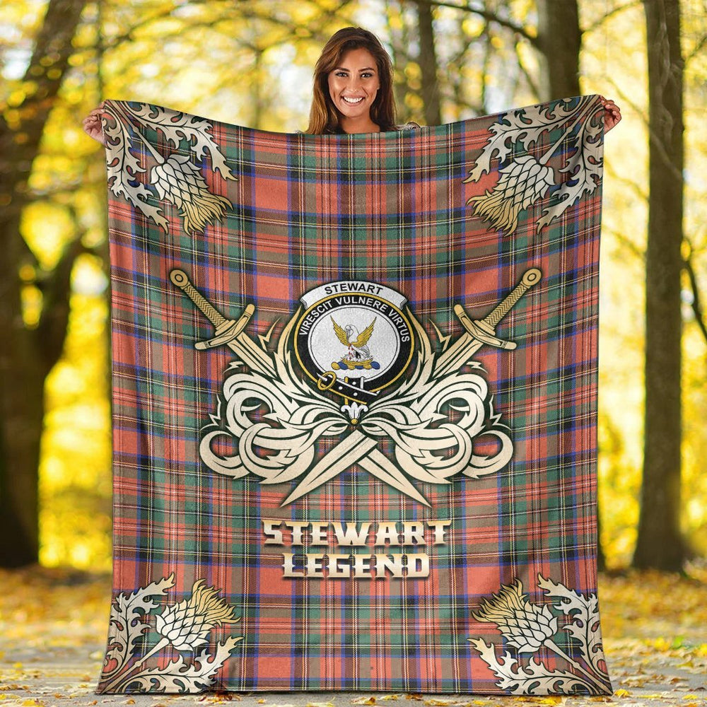 Clan Stewart Royal Ancient Tartan Gold Courage Symbol Blanket GX99 Clan Stewart Tartan Today   