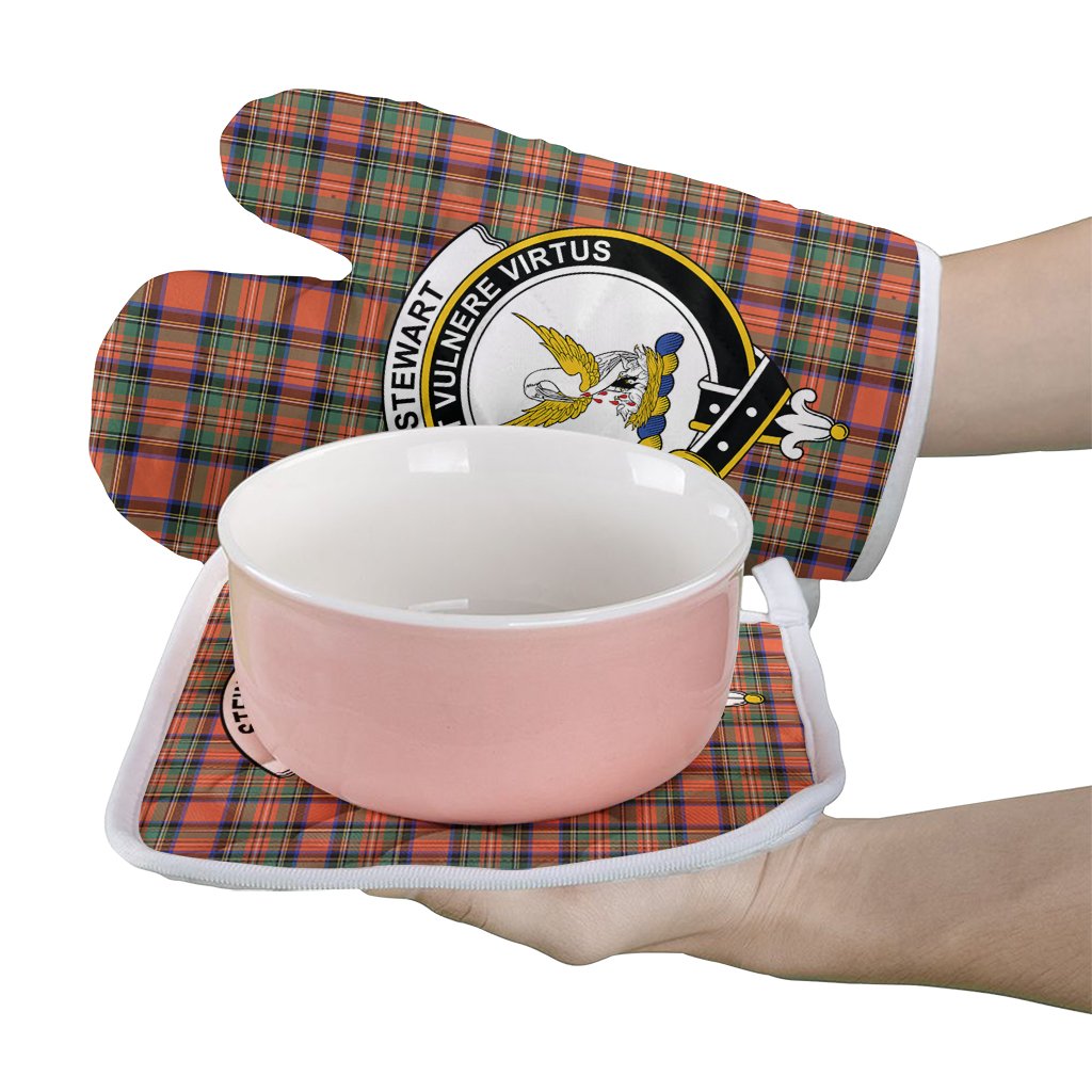 Clan Stewart Royal Ancient Tartan Crest Oven Mitt And Pot Holder (2 Oven Mitts + 1 Pot Holder) HQ58 Clan Stewart Tartan Today   