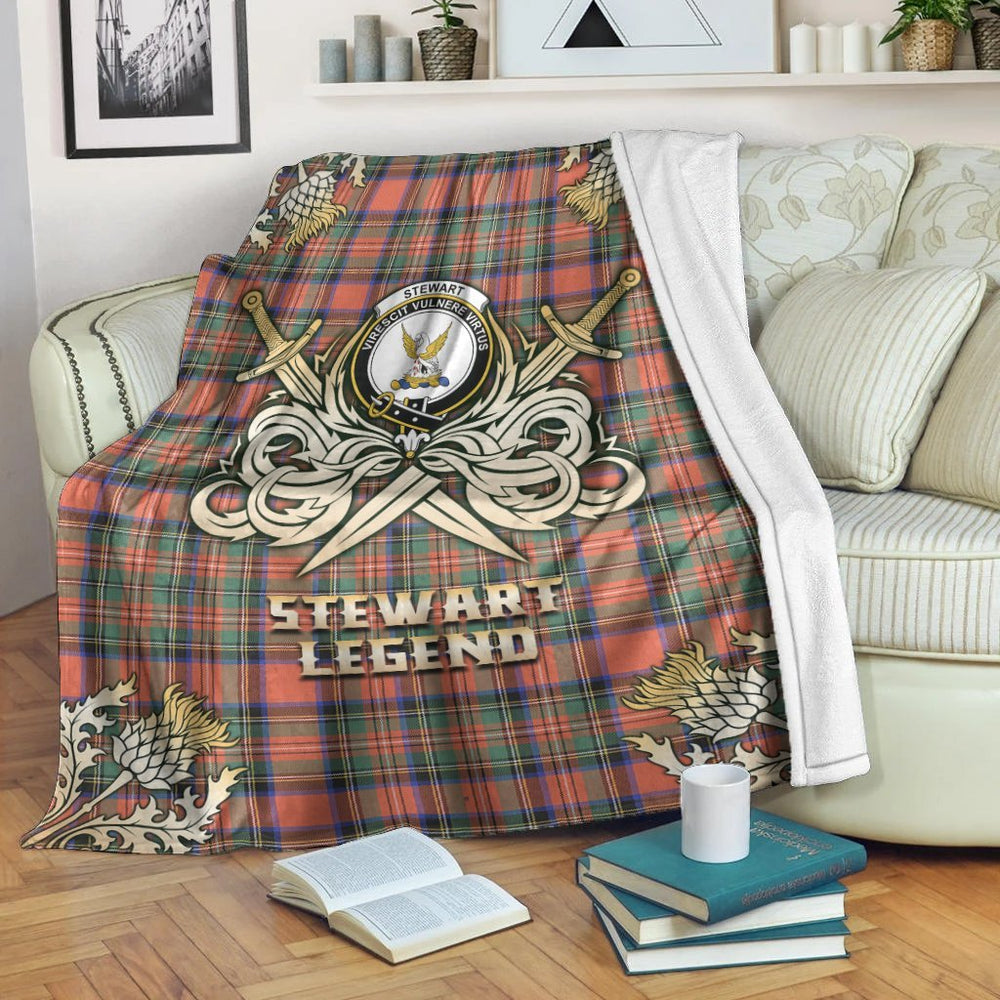 Clan Stewart Royal Ancient Tartan Gold Courage Symbol Blanket GX99 Clan Stewart Tartan Today   