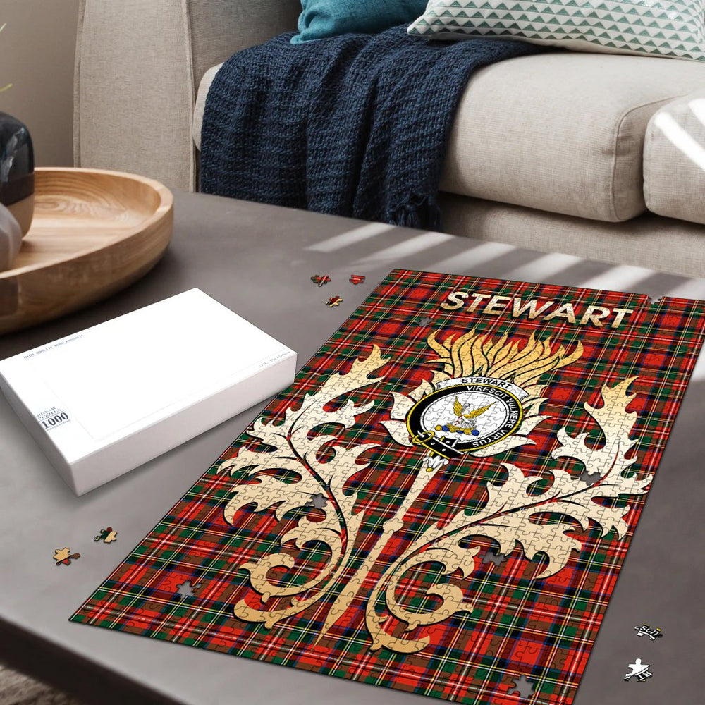 Clan Stewart Royal Modern Tartan Crest Thistle Jigsaw Puzzles Gift For Family PM93 Clan Stewart Tartan Today   