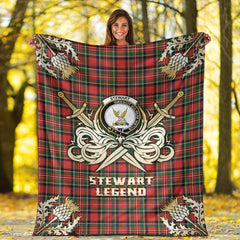 Clan Stewart Royal Modern Tartan Gold Courage Symbol Blanket VT32 Clan Stewart Tartan Today   