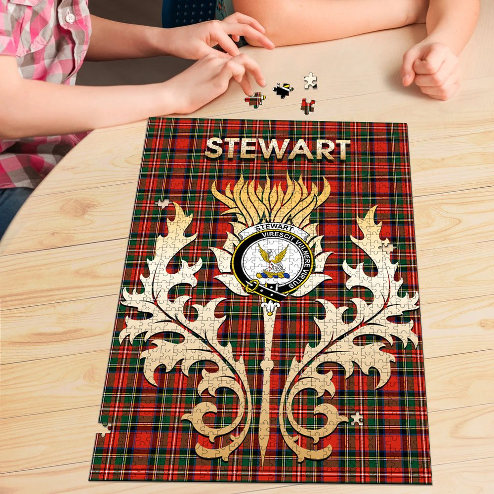 Clan Stewart Royal Modern Tartan Crest Thistle Jigsaw Puzzles Gift For Family PM93 Clan Stewart Tartan Today   