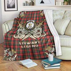Clan Stewart Royal Modern Tartan Gold Courage Symbol Blanket VT32 Clan Stewart Tartan Today   