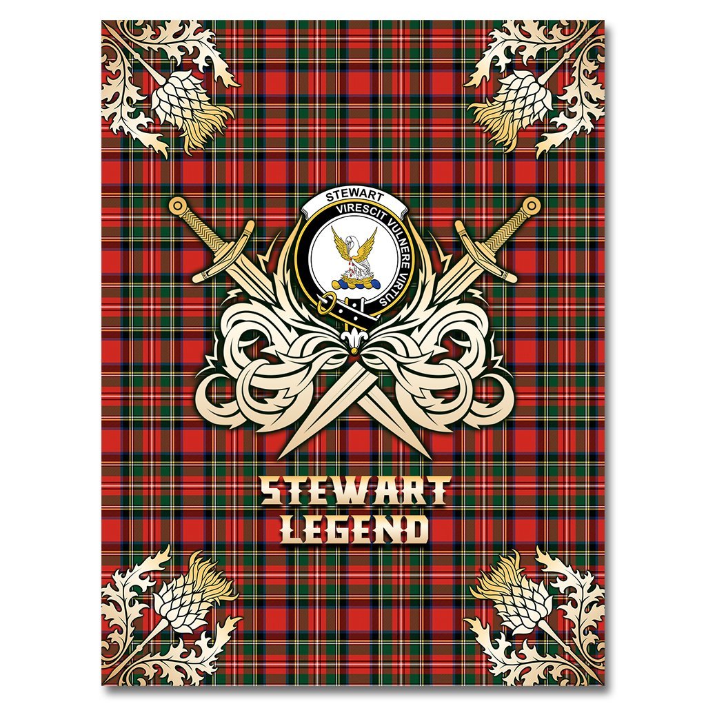 Clan Stewart Royal Modern Tartan Gold Courage Symbol Blanket VT32 Clan Stewart Tartan Today   