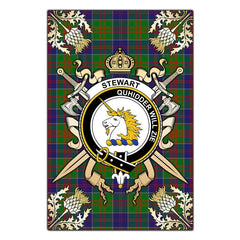 Clan Stewart of Appin Hunting Modern Tartan Crest Black Garden Flag  - Gold Thistle  NG30 Clan Stewart of Appin Tartan Today   