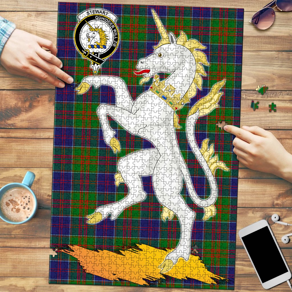 Clan Stewart of Appin Hunting Modern Tartan Crest Unicorn Scotland Jigsaw Puzzles Gift For Family YW99 Clan Stewart of Appin Tartan Today   