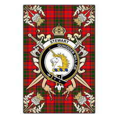 Clan Stewart of Appin Modern Tartan Crest Black Garden Flag  - Gold Thistle  OW60 Clan Stewart of Appin Tartan Today   