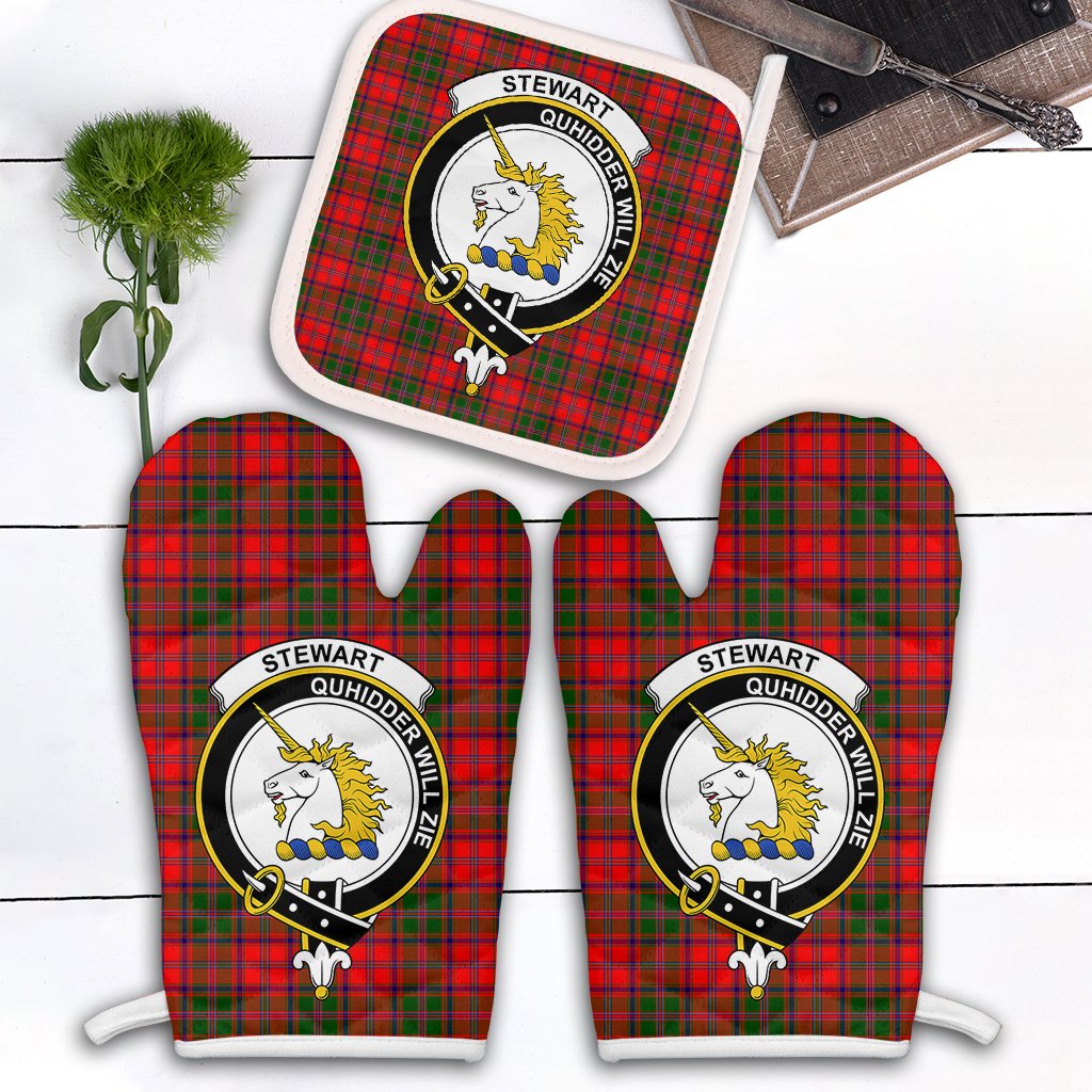 Clan Stewart Of Appin Modern Tartan Crest Oven Mitt And Pot Holder (2 Oven Mitts + 1 Pot Holder) WF10 Clan Stewart of Appin Tartan Today   