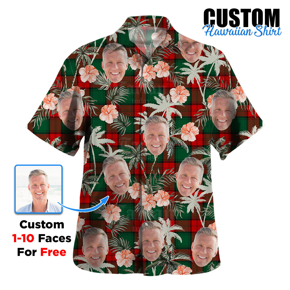 Clan Stewart Atholl Modern Tartan Custom Face Hawaiian Shirt – Unisex Gift for Family Members, Summer Party SX62 Stewart Atholl Modern Tartan Tartan Hawaii Shirt