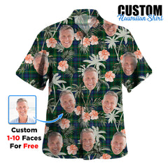 Clan Stewart Hunting Modern Tartan Custom Face Hawaiian Shirt – Unisex Gift for Family Members, Summer Party RE55 Stewart Hunting Modern Tartan Tartan Hawaii Shirt