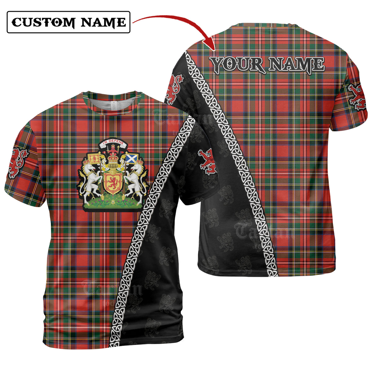 Stewart Royal Modern Tartan Shirt with Scotland Coat of Arms & Custom Name NO66