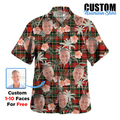 Clan Stewart Royal Modern Tartan Custom Face Hawaiian Shirt – Unisex Gift for Family Members, Summer Party ZV47