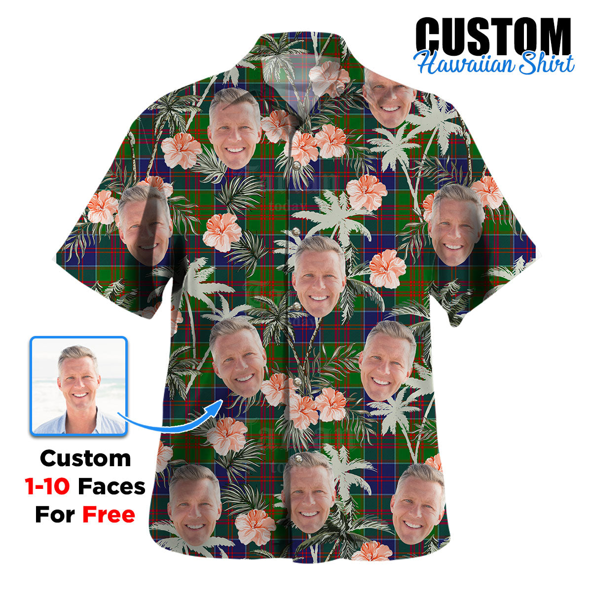 Clan Stewart of Appin Hunting Modern Tartan Custom Face Hawaiian Shirt – Unisex Gift for Family Members, Summer Party LB16 Stewart of Appin Hunting Modern Tartan Tartan Hawaii Shirt