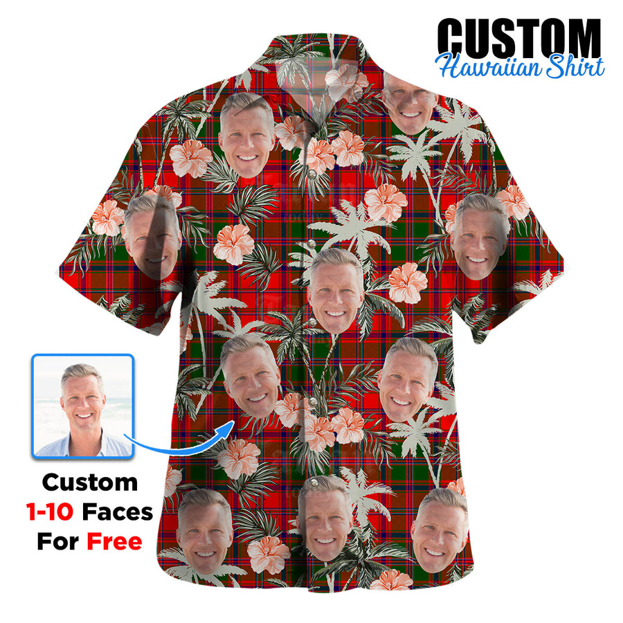 Clan Stewart of Appin Modern Tartan Custom Face Hawaiian Shirt – Unisex Gift for Family Members, Summer Party QO62 Stewart of Appin Modern Tartan Tartan Hawaii Shirt