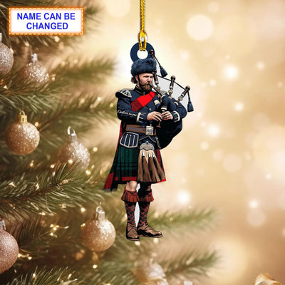 Personalized Clan Stewart of Atholl Modern Tartan Bagpipe Ornament with Custom Name – Scottish Christmas Tree Decoration ZY61