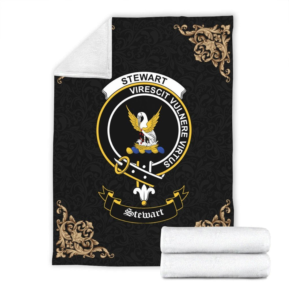 Clan Stewart (High Stewards) Crest Tartan Premium Blanket Black XH98 Clan Stewart Tartan Today   
