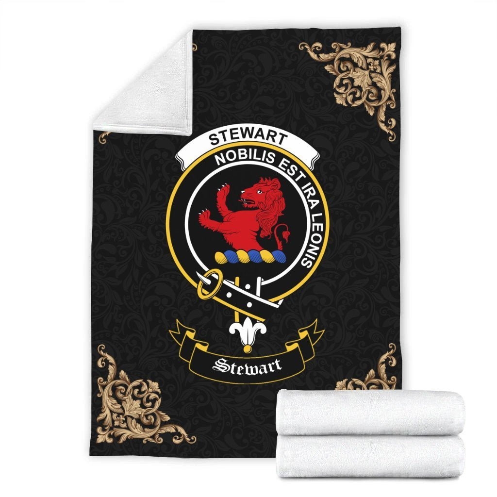 Clan Stewart (Stuart) of Bute Crest Tartan Premium Blanket Black ZZ72 Clan Stewart Tartan Today   