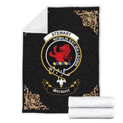 Clan Stewart (Stuart) of Bute Crest Tartan Premium Blanket Black ZZ72 Clan Stewart Tartan Today   