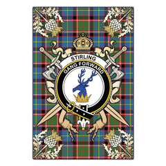 Clan Stirling Bannockburn Tartan Crest Black Garden Flag  - Gold Thistle  CB48 Clan Stirling Tartan Today   