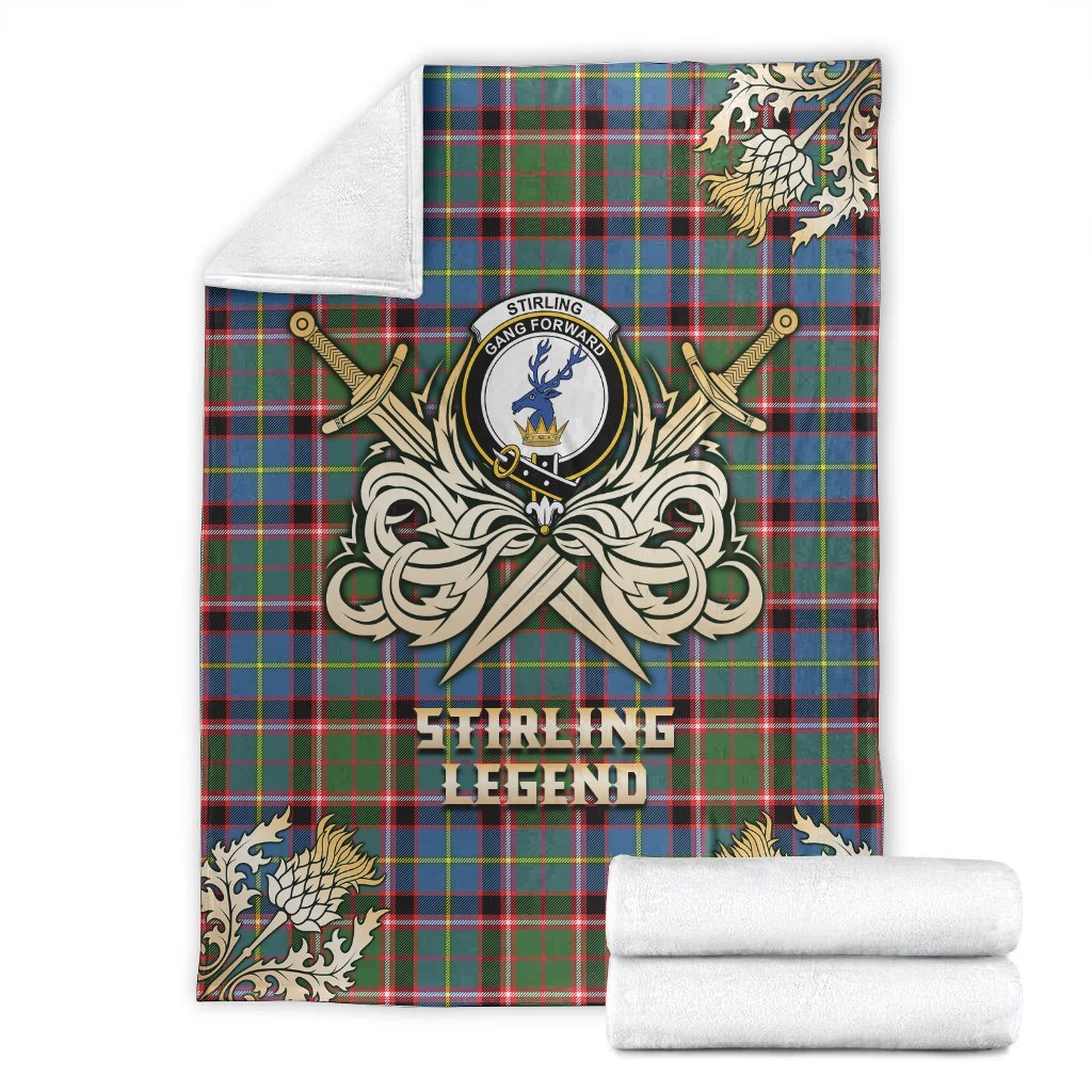 Clan Stirling Bannockburn Tartan Gold Courage Symbol Blanket UV19 Clan Stirling Tartan Today   