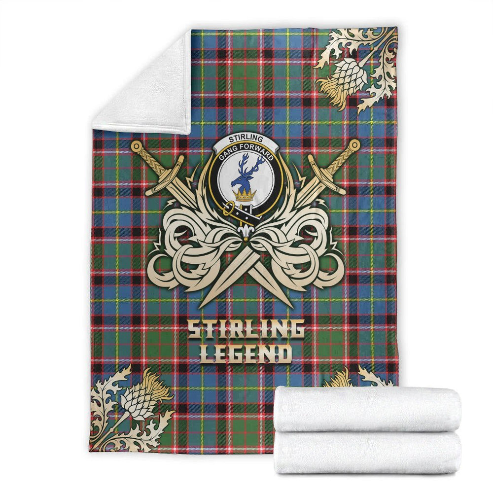 Clan Stirling Bannockburn Tartan Gold Courage Symbol Blanket UV19 Clan Stirling Tartan Today   