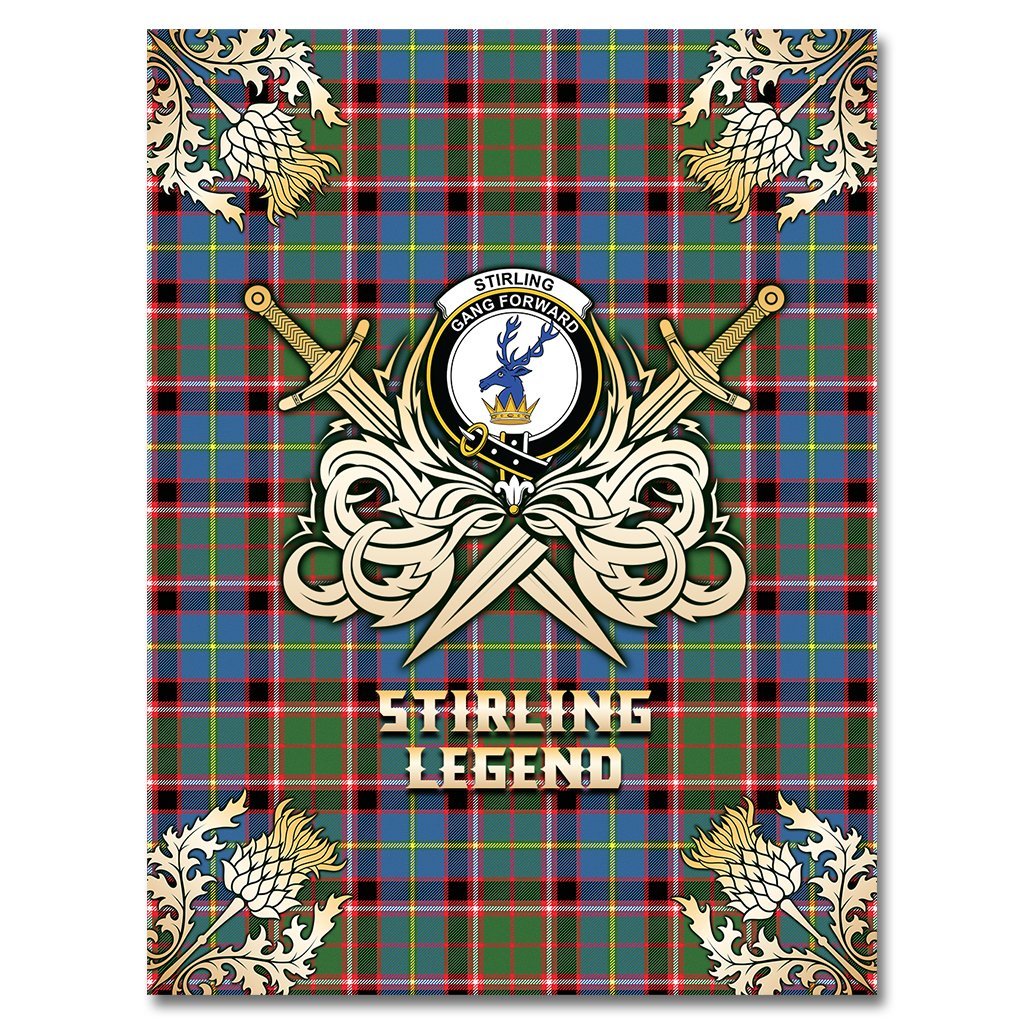 Clan Stirling Bannockburn Tartan Gold Courage Symbol Blanket UV19 Clan Stirling Tartan Today   