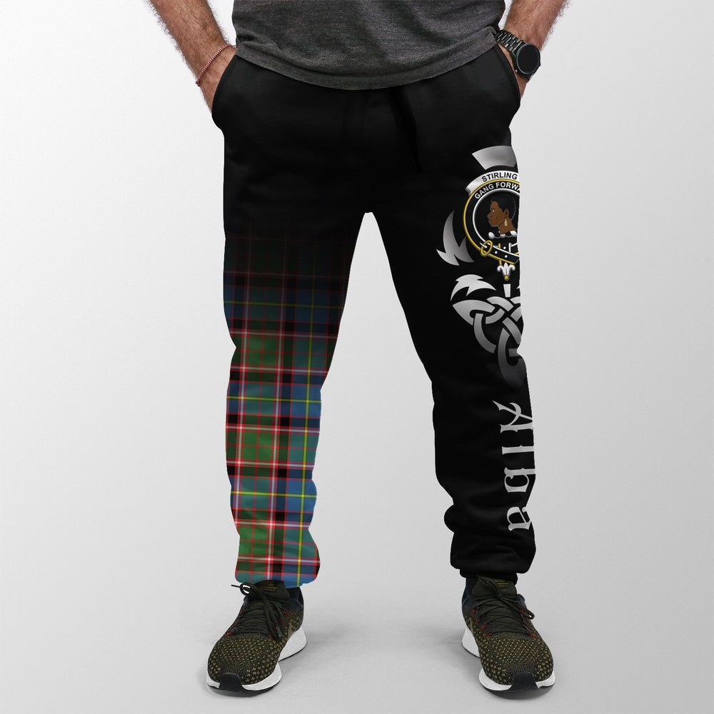 Clan Stirling & Bannockburn District Tartan Crest Jogger Sweatpants  Alba Celtic Style XK42 Clan Stirling Tartan Today   