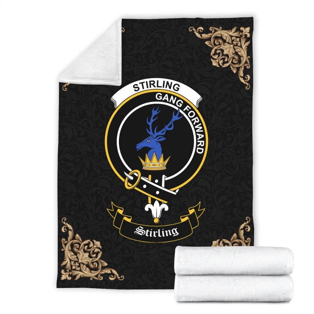 Clan Stirling (of Cadder-Present Chief) Crest Tartan Premium Blanket Black ML50 Clan Stirling Tartan Today   