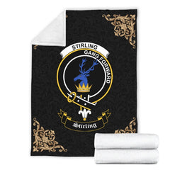 Clan Stirling (of Cadder-Present Chief) Crest Tartan Premium Blanket Black ML50 Clan Stirling Tartan Today   