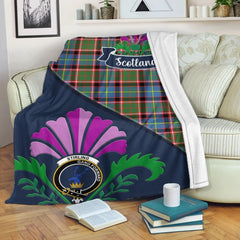 Clan Stirling (of Cadder-Present Chief) Tartan Crest Premium Blanket Thistle Style CV64 Clan Stirling Tartan Today   
