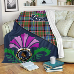Clan Stirling (of Keir) Tartan Crest Premium Blanket Thistle Style WX85 Clan Stirling Tartan Today   