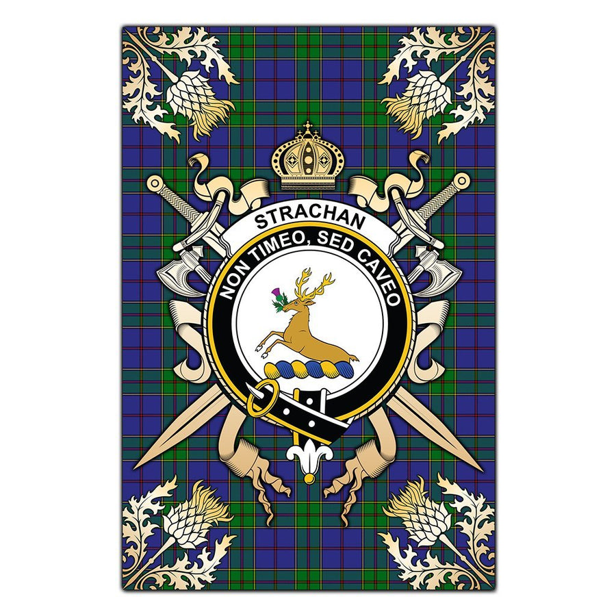 Clan Strachan Tartan Crest Black Garden Flag