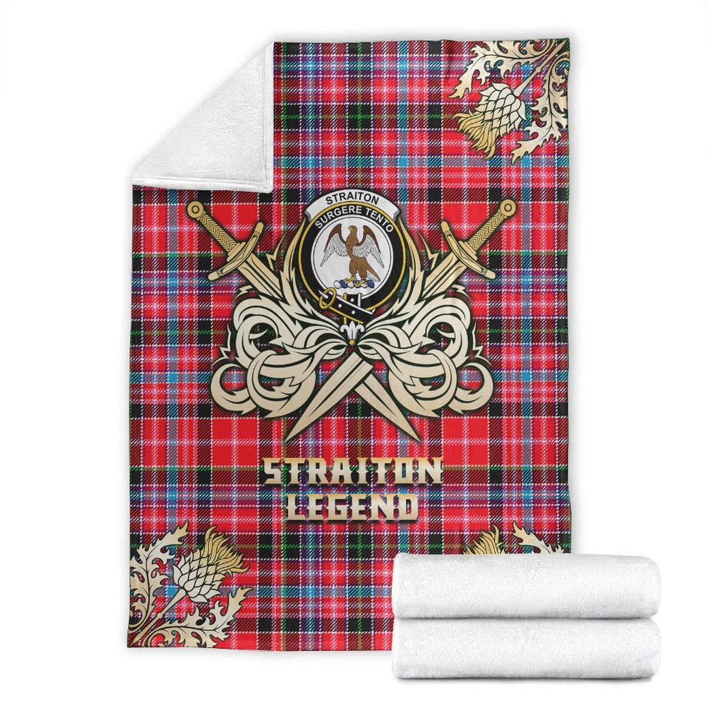 Clan Straiton Tartan Gold Courage Symbol Blanket IP39 Clan Rait Tartan Today   